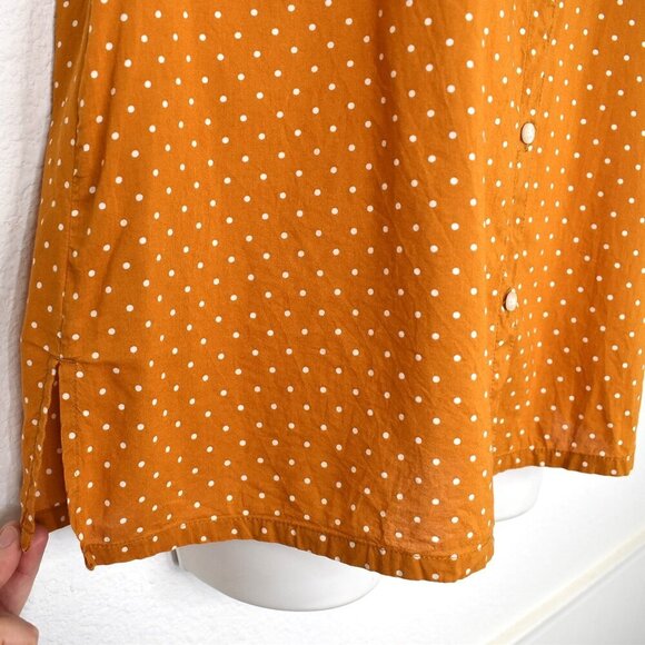 Old Navy Polka Dot Blouse Sz M Button Down Modal Blend Retro 50s Cottagecore - Picture 7 of 15